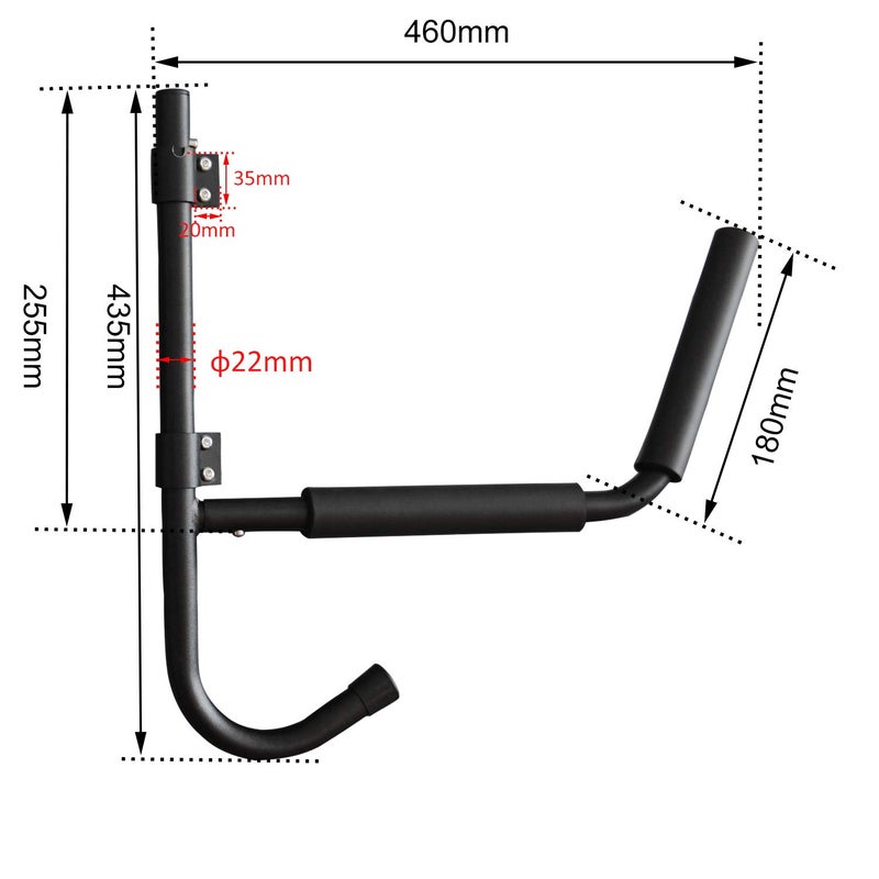 ASMSW Kayak Storage Rack Wall Hanger Canoe Wall Mount Hooks for Sup Canoe Paddle Boards Heavy Duty Steel Storage Hooks 80LBS Capacity (Suitable for Normal Kayak) - Image 3